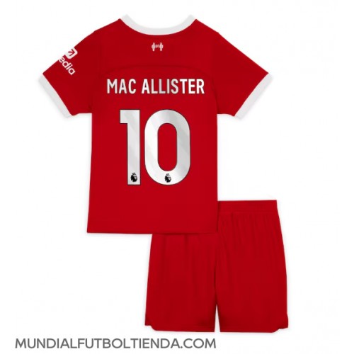 Camiseta Liverpool Alexis Mac Allister #10 Primera Equipación Replica 2023-24 para niños mangas cortas (+ Pantalones cortos)